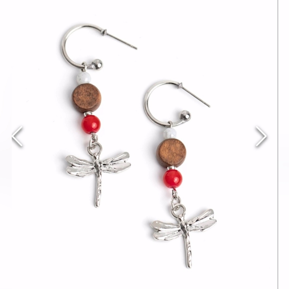 Take BEAD Red Hoop Post Earrings  Unique